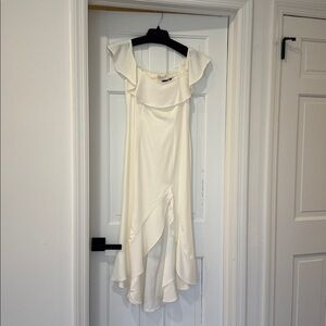 JAYGODFREY Ivory Ruffle High-Low Maxi Dress